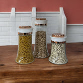 Emsan Olla 3'lü Cam Kavanoz Seti Rose Gold 650ml 800 ml 1050ml